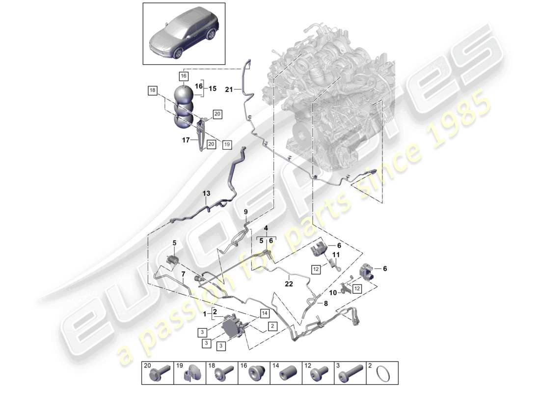 porsche 2022 (cayenne e3 9ya/9yb) vacuum system vacuum pump part diagram