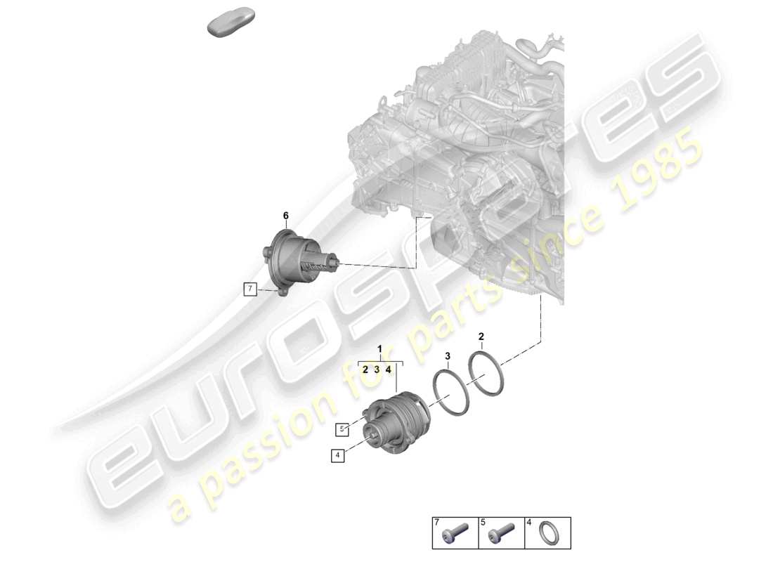 porsche 2025 (992-2) coolant pump thermostat parts diagram