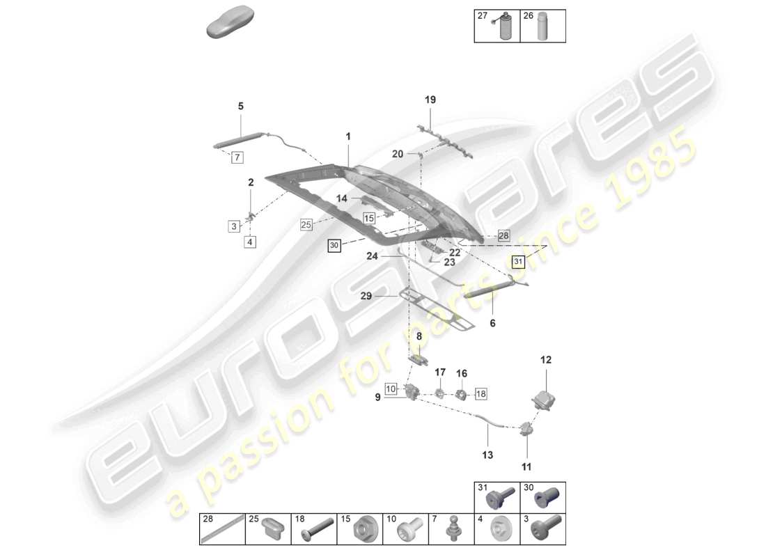 porsche 2023 (panamera 971-2) cover rear rear lid parts diagram