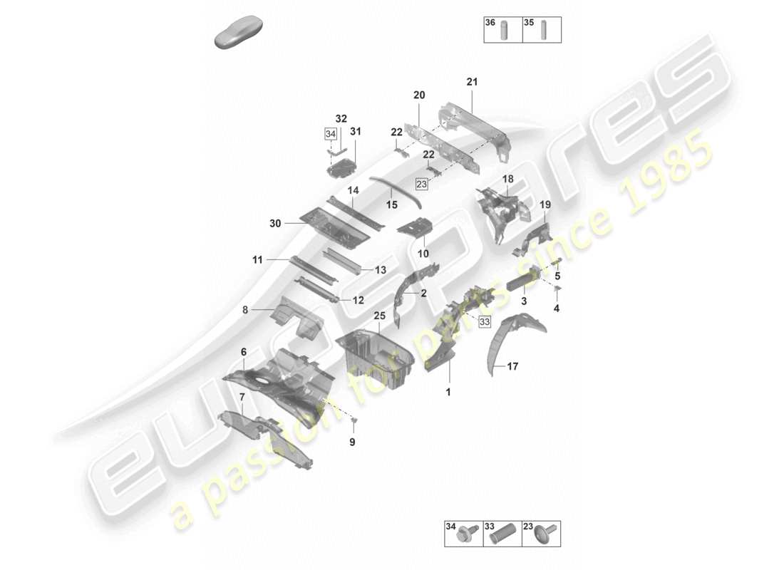 porsche 2023 (panamera 971-2) rear end side member parts diagram