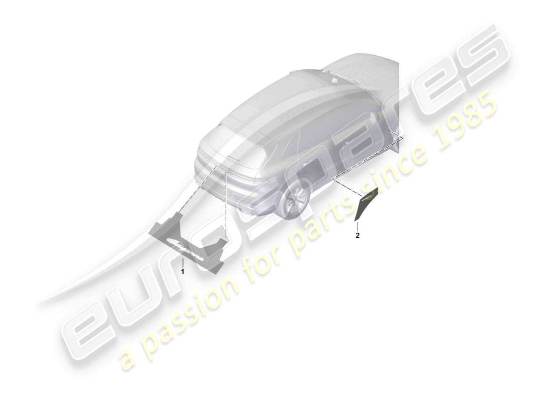 porsche 2026 (cayenne e3 pa) assembly aid for lettering rear for rear lid for fender part diagram