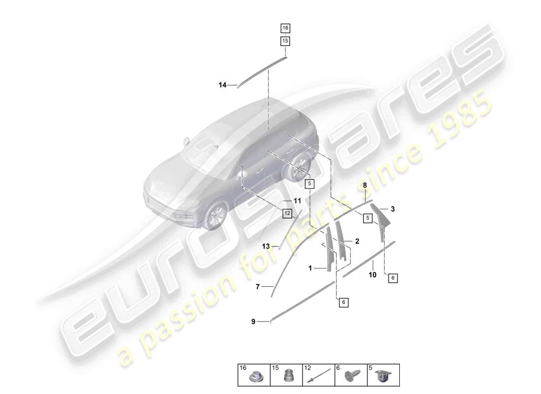 porsche 2026 (cayenne e3 pa) moldings part diagram