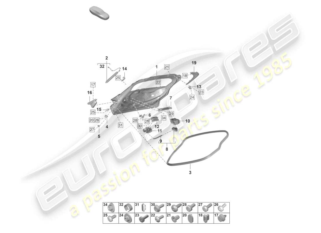 porsche 2022 (taycan 9j1-1) rear lid part diagram