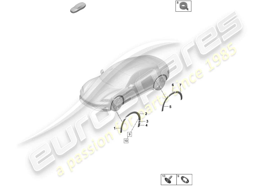 porsche 2026 (taycan 9j1-2) wheel arch cover trim part diagram