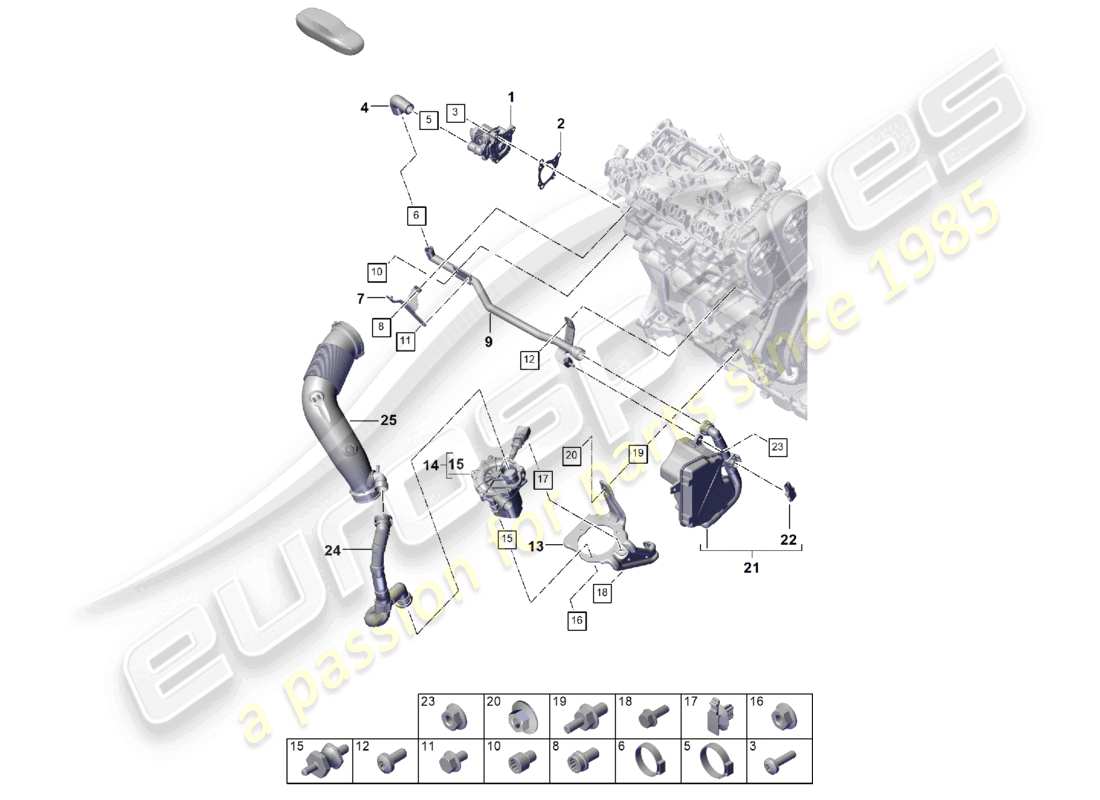 porsche 2025 (cayenne e3 pa) exhaust purification system w. secondary air injection part diagram