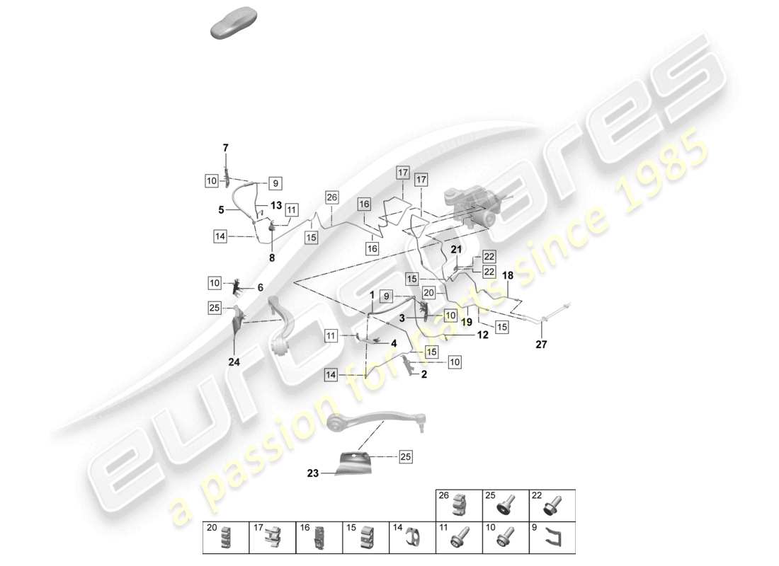 porsche 2026 (macan-e) brake line front front end part diagram