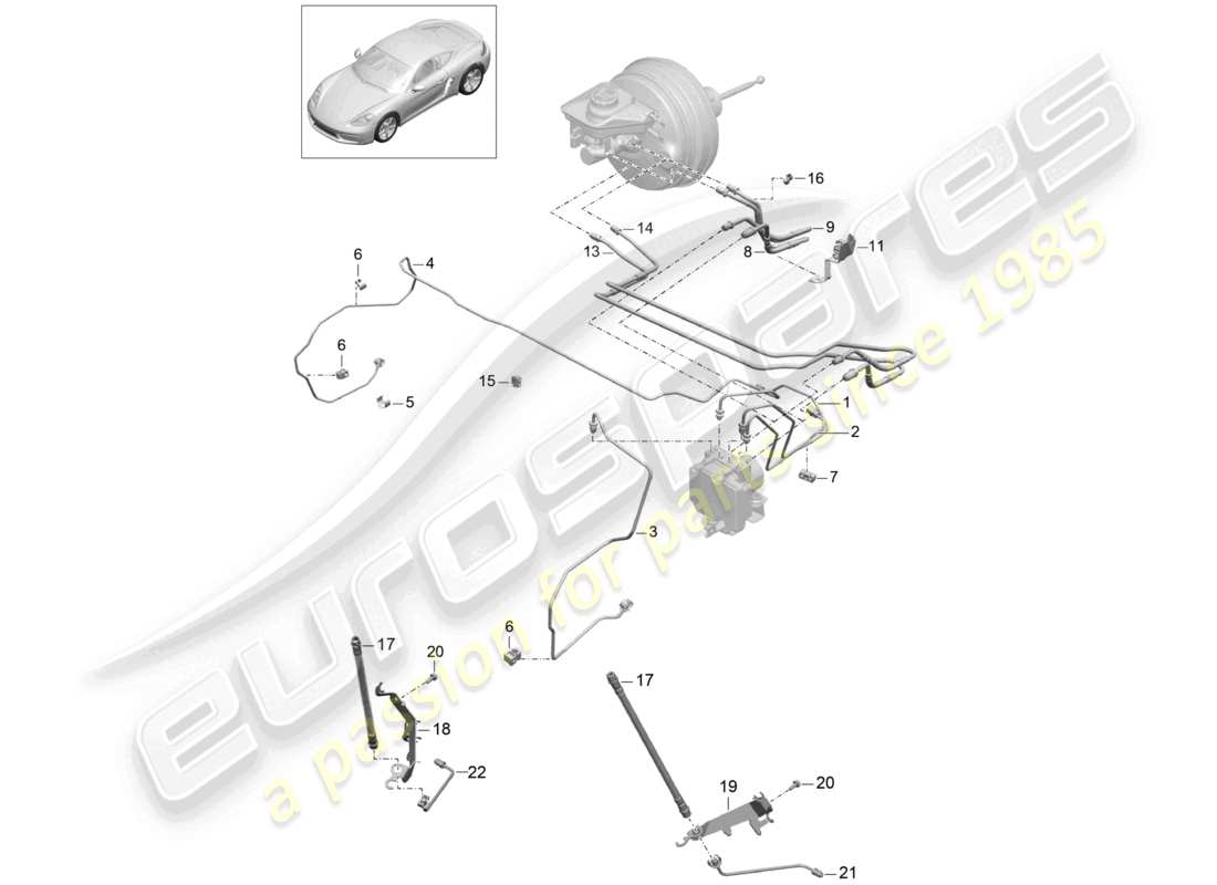 porsche 2024 (718 cayman) brake line front front end parts diagram