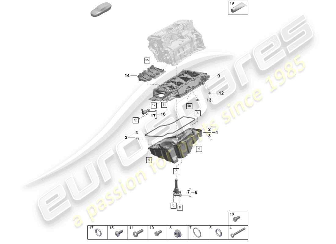 porsche 2026 (cayenne e3 pa) oil-conducting housing oil sump part diagram