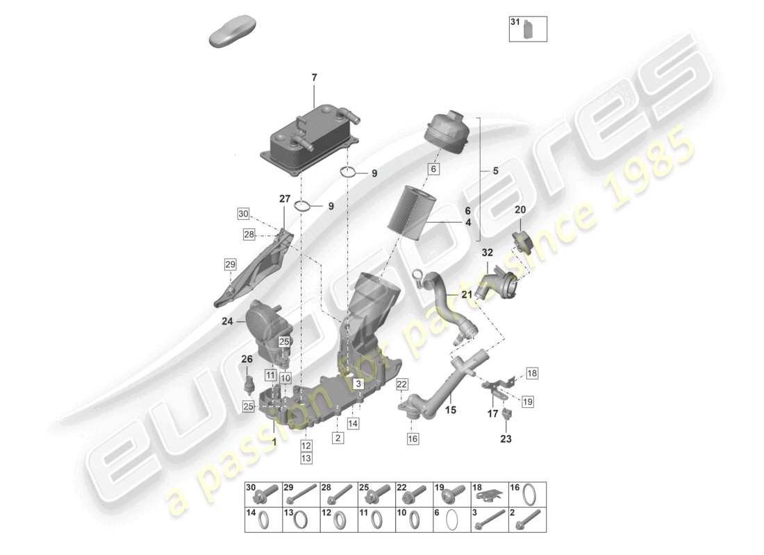 porsche 2022 (992-1) oil filter console engine oil part diagram