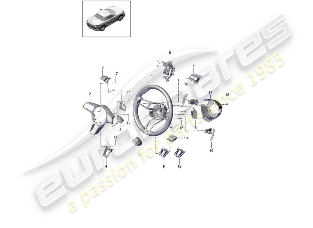 porsche 2024 (718 boxster) steering wheel individual parts parts diagram