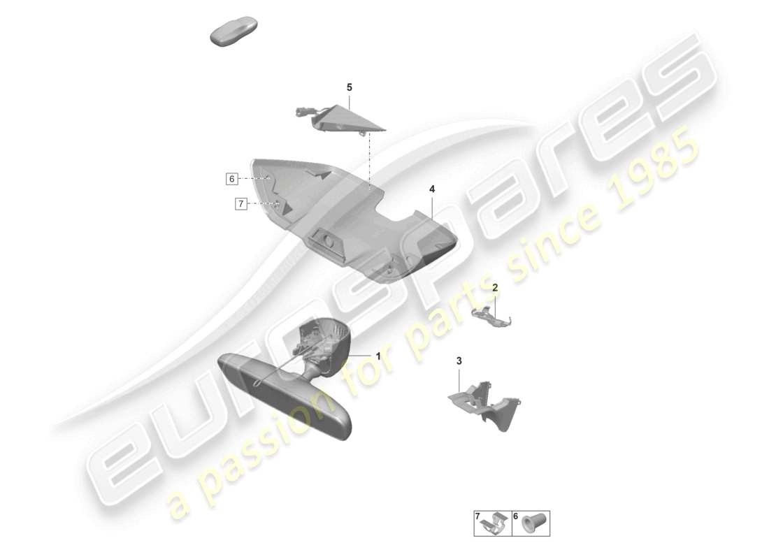 porsche 2022 (taycan 9j1-1) interior mirror cover part diagram