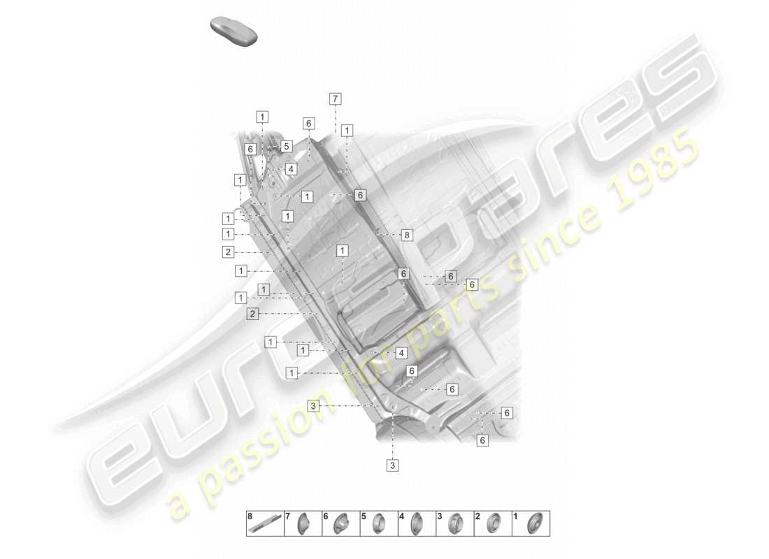 porsche 2020 (taycan 9j1-1) underbody right front part diagram