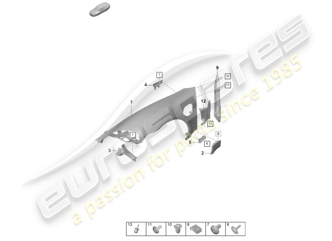 porsche 2020 (taycan 9j1-1) wing part diagram