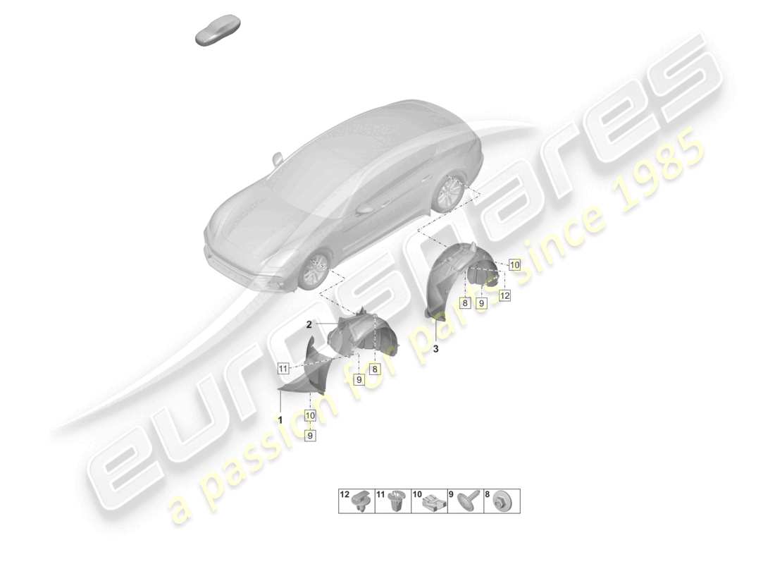 porsche 2023 (panamera 971-2) trim wheel housing liner parts diagram
