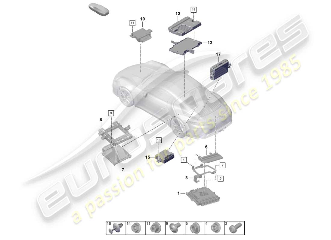 porsche 2025 (992-2) control units parts diagram