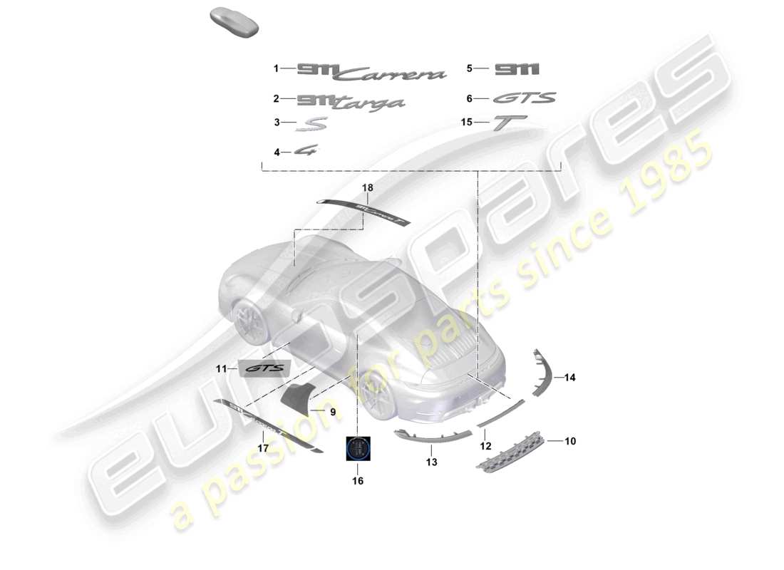 porsche 2025 (992-2) inscription rear stone guard film parts diagram
