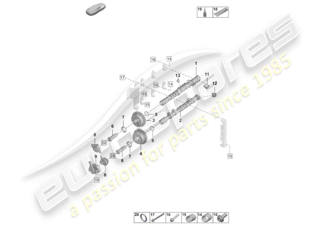 porsche 2020 (992-1 turbo / s) camshaft camshaft adjuster unit parts diagram