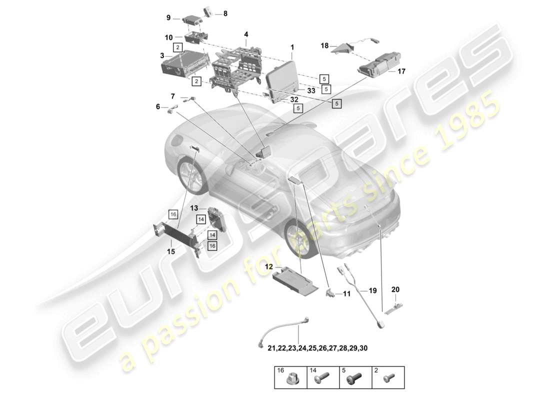 porsche 2019 (718 cayman gt4) control panel navigation system central computer tv microphone camera part diagram