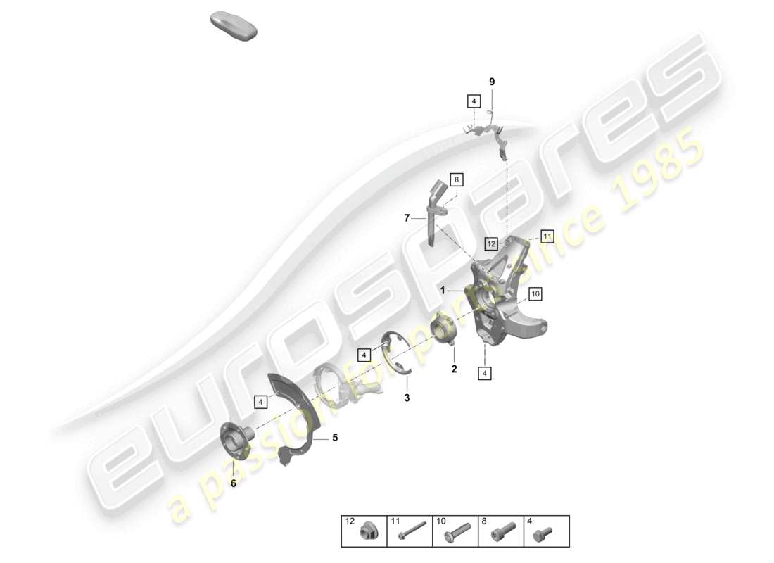 porsche 2022 (718 cayman gt4) wheel carrier wheel hub part diagram