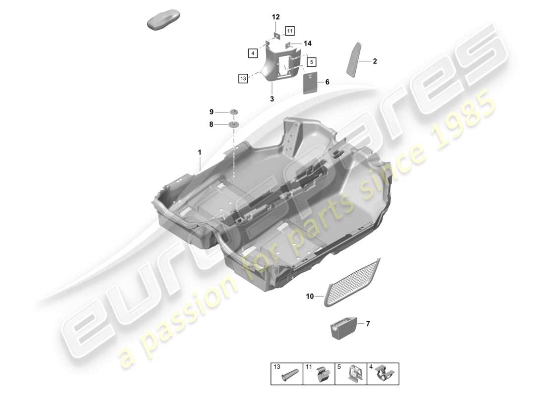 porsche 2024 (718 boxster spyder) flooring parts diagram