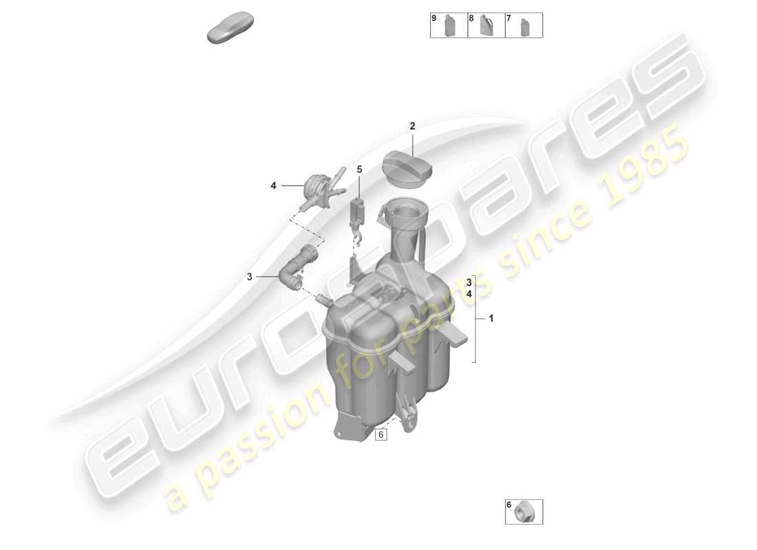 porsche 2023 (992-1) coolant expansion tank parts diagram