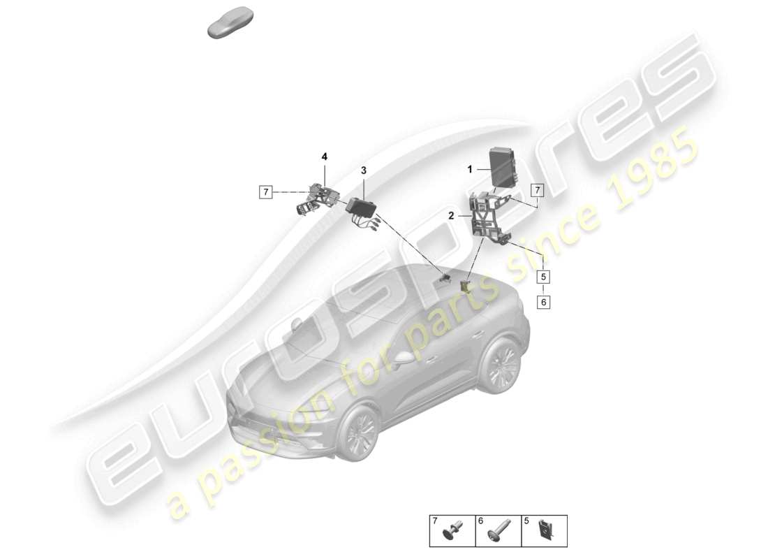 porsche 2025 (macan-e) control unit for real time monitoring (rtm) and aerial part diagram