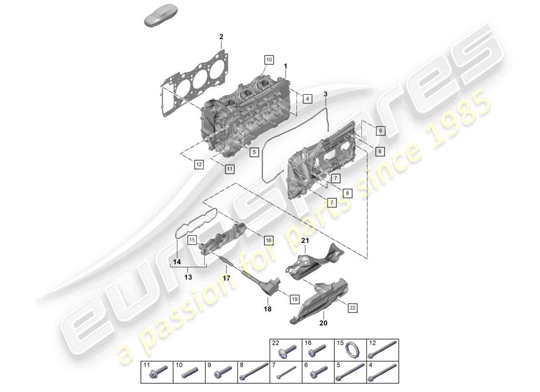 porsche 2025 (992-1 gt3/rs/st) cylinder head cylinder head gasket valve cover parts diagram
