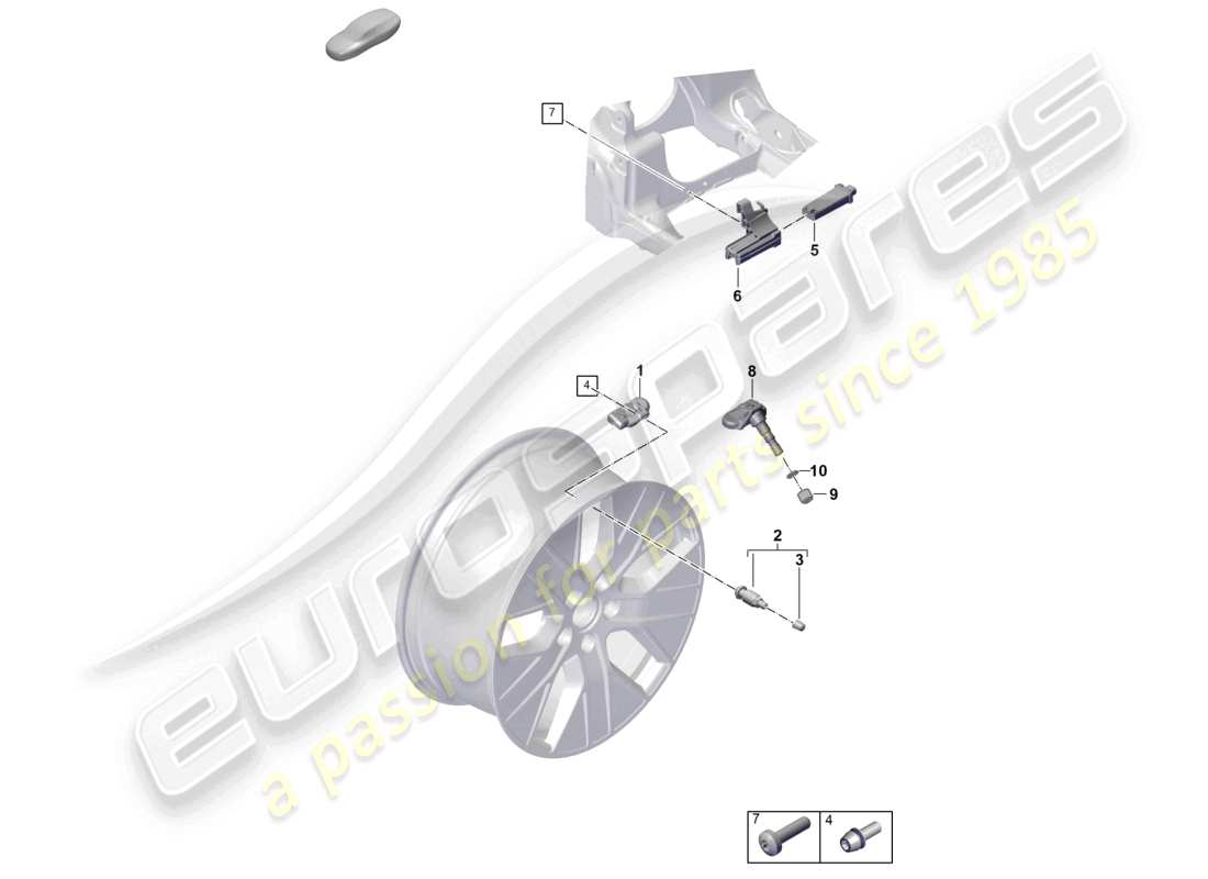 porsche 2020 (taycan 9j1-1) tyre pressure control system part diagram
