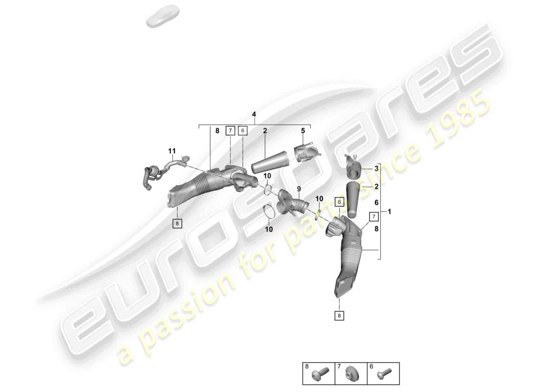 porsche 2023 (718 boxster spyder) air filter parts diagram