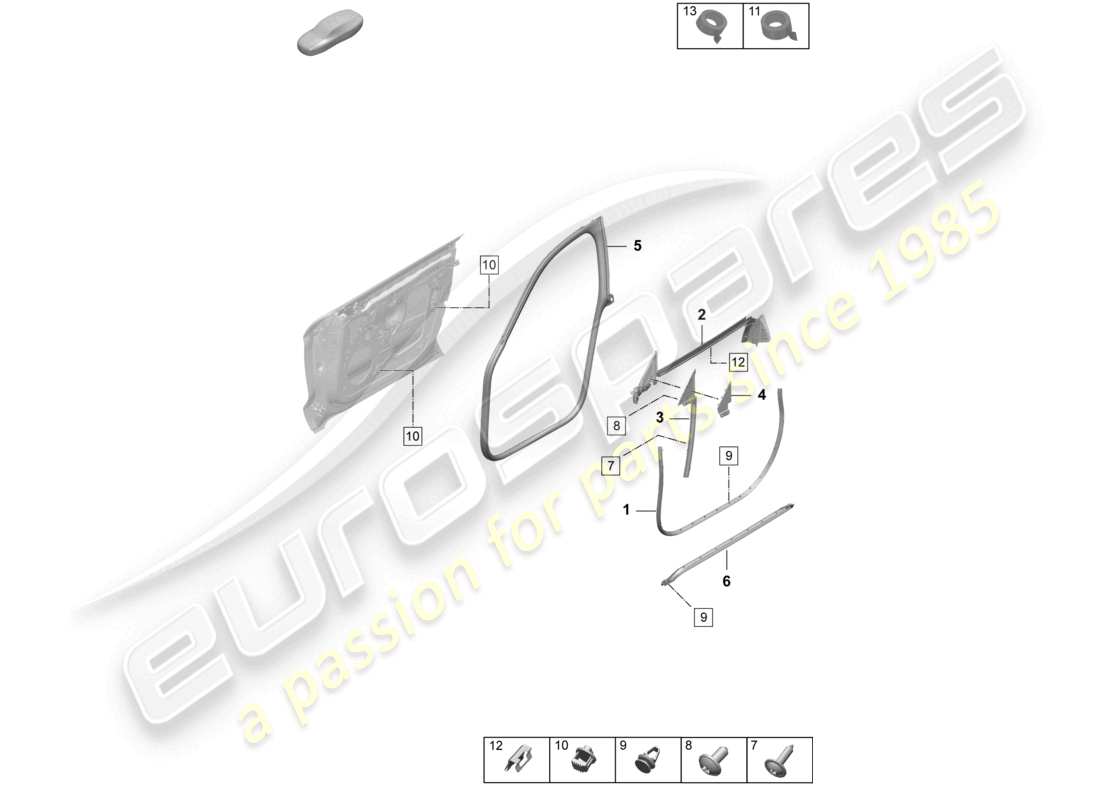 porsche 2026 (taycan 9j1-2) door seal front accessories part diagram