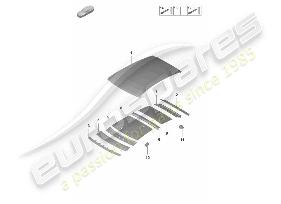 porsche 2021 (panamera 971-2) roof scuttle part diagram