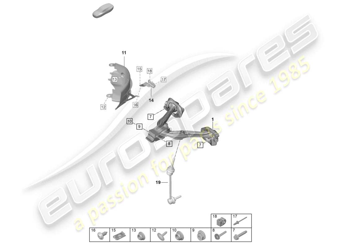 porsche 2025 (992-1 gt3/rs/st) wishbone upper parts diagram