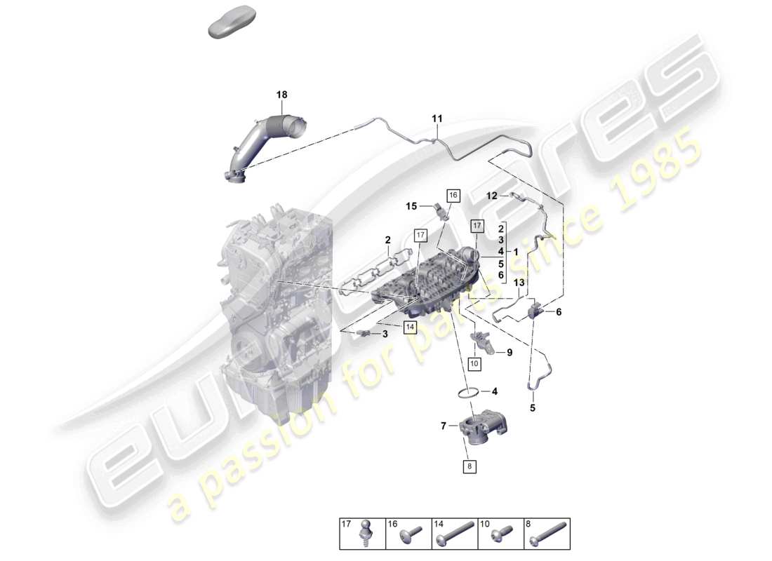 porsche 2024 (cayenne e3 pa) intake manifold throttle valve adapter part diagram