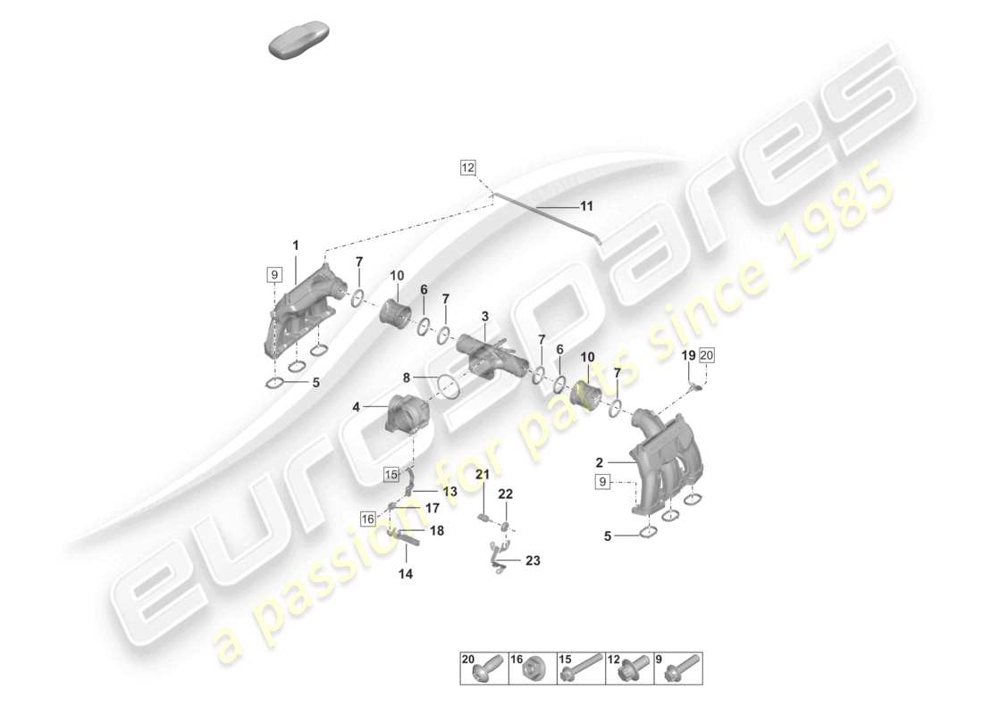 porsche 2023 (992-1) intake air distributor throttle valve parts diagram