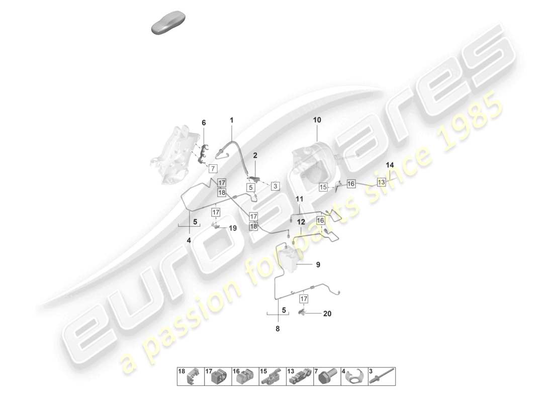 porsche 2022 (992-1 gt3/rs/st) brake line veh. front end parts diagram