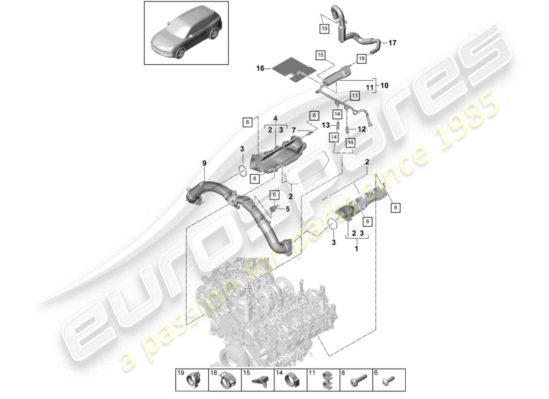 porsche 2023 (cayenne e3 9ya/9yb) intake manifold ventilation for fuel tank part diagram