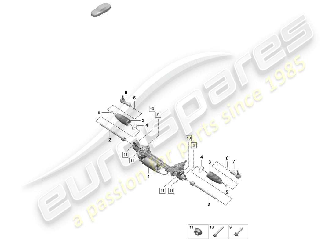 porsche 2026 (macan-e) steering gear part diagram