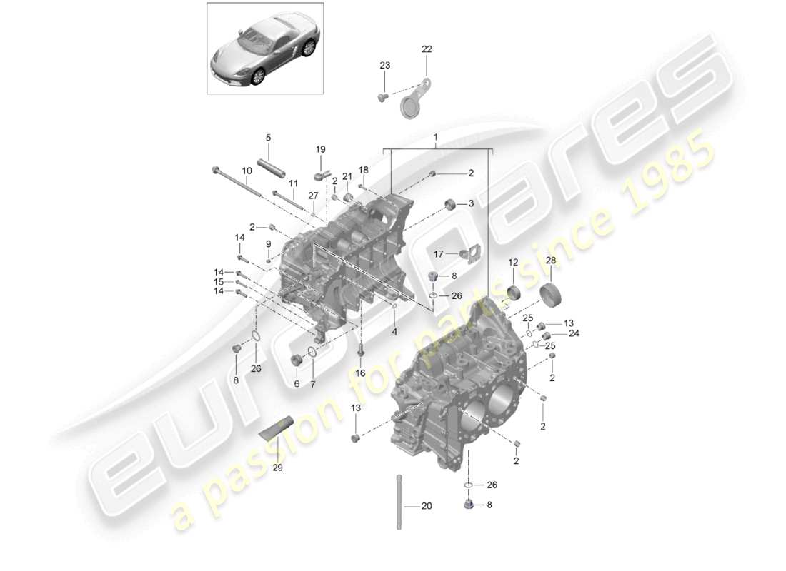 porsche 2021 (718 boxster) crankcase housing parts diagram