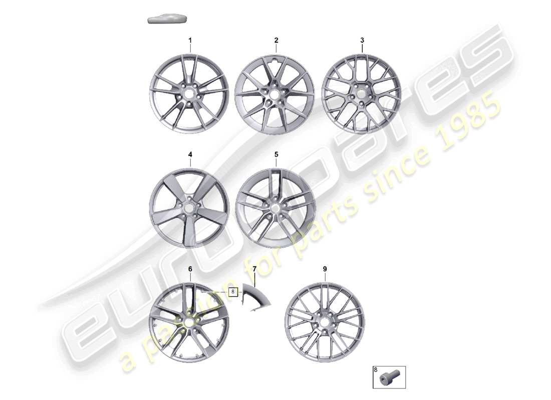 porsche 2025 (992-2) alloy wheel parts diagram