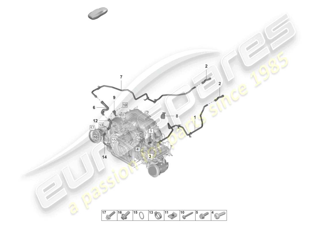 porsche 2022 (992-1 gt3/rs/st) coolant cooling system heater parts diagram