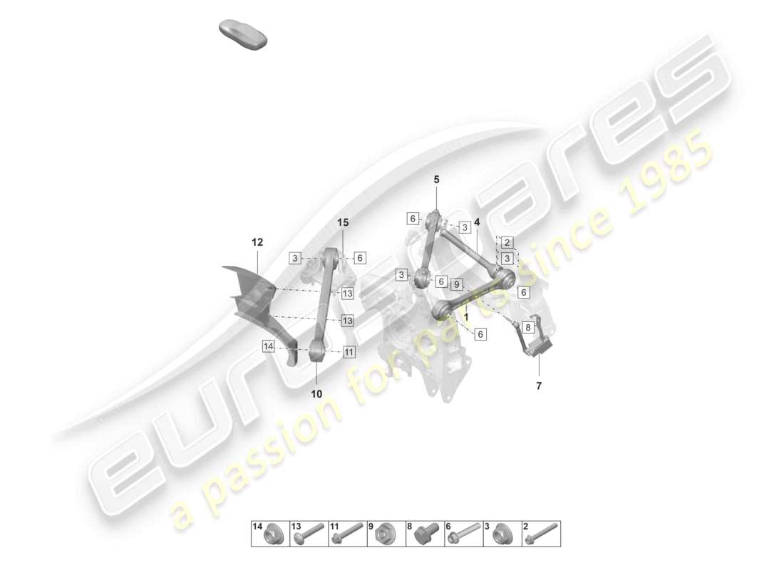 porsche 2022 (992-1 gt3/rs/st) wishbone rear axle parts diagram
