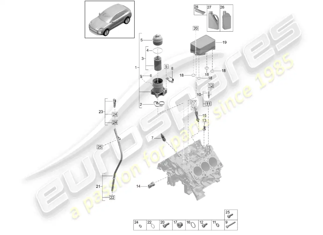 porsche 2020 (macan) oil filter console oil cooler parts diagram
