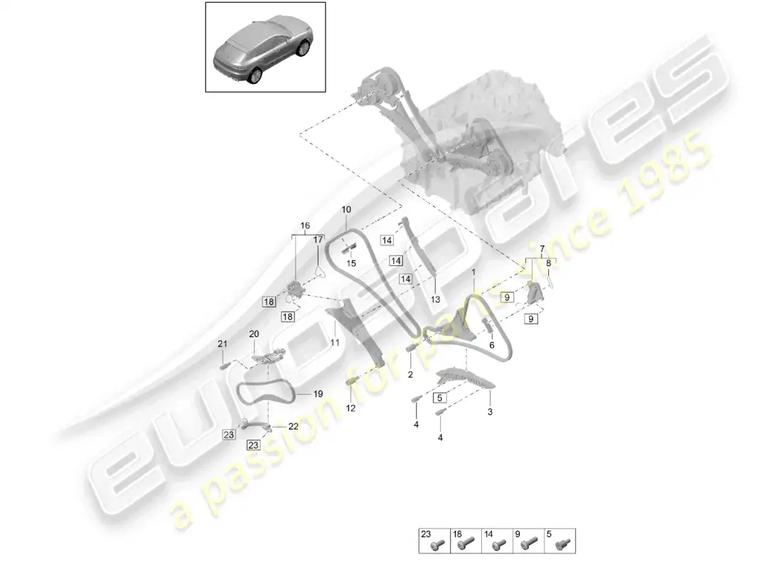 porsche 2020 (macan) timing chain slide rail chain tensioner parts diagram