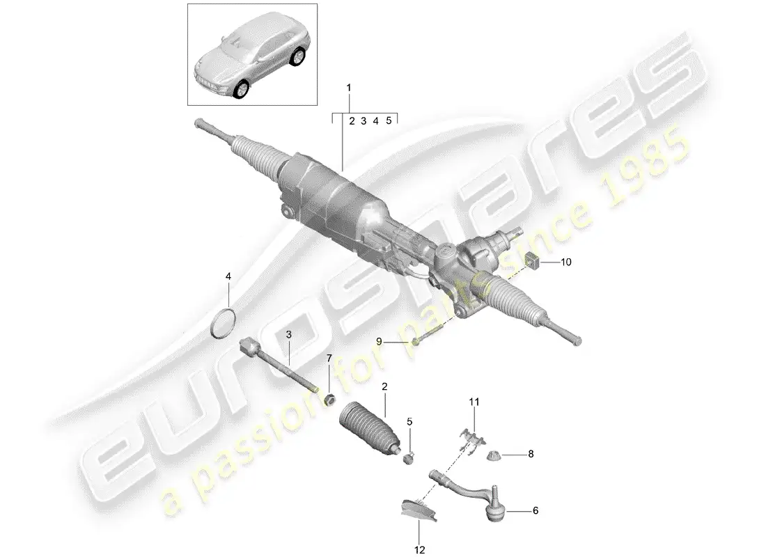 porsche 2014 (macan) steering gear individual parts parts diagram