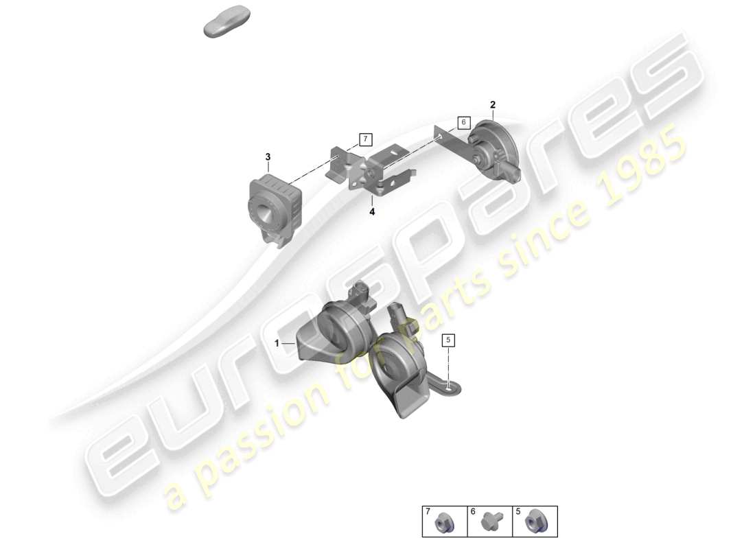 porsche 2026 (992-2 gt3) fanfare signal horn alarm system parts diagram