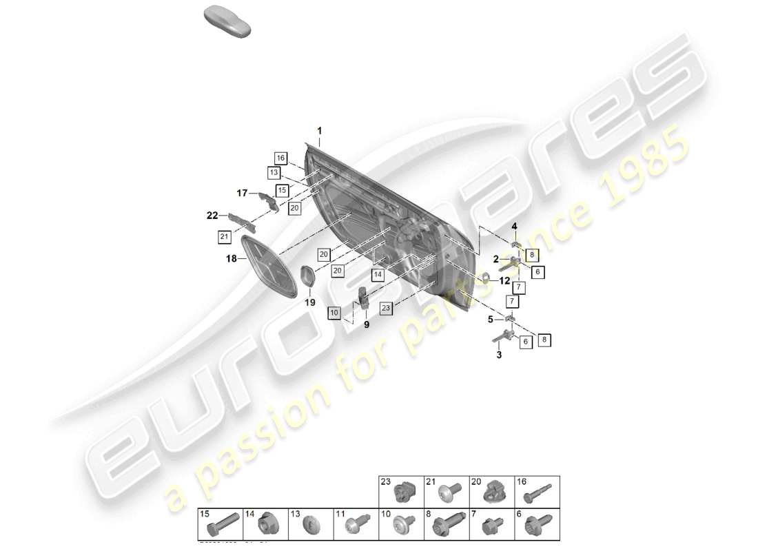 porsche 2025 (992-2) door shell accessories parts diagram