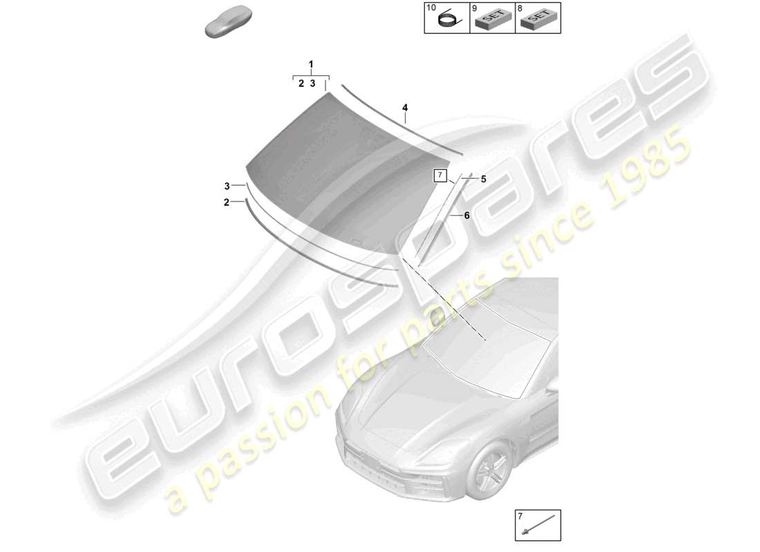 porsche 2025 (panamera 976) windscreen front head-up display parts diagram