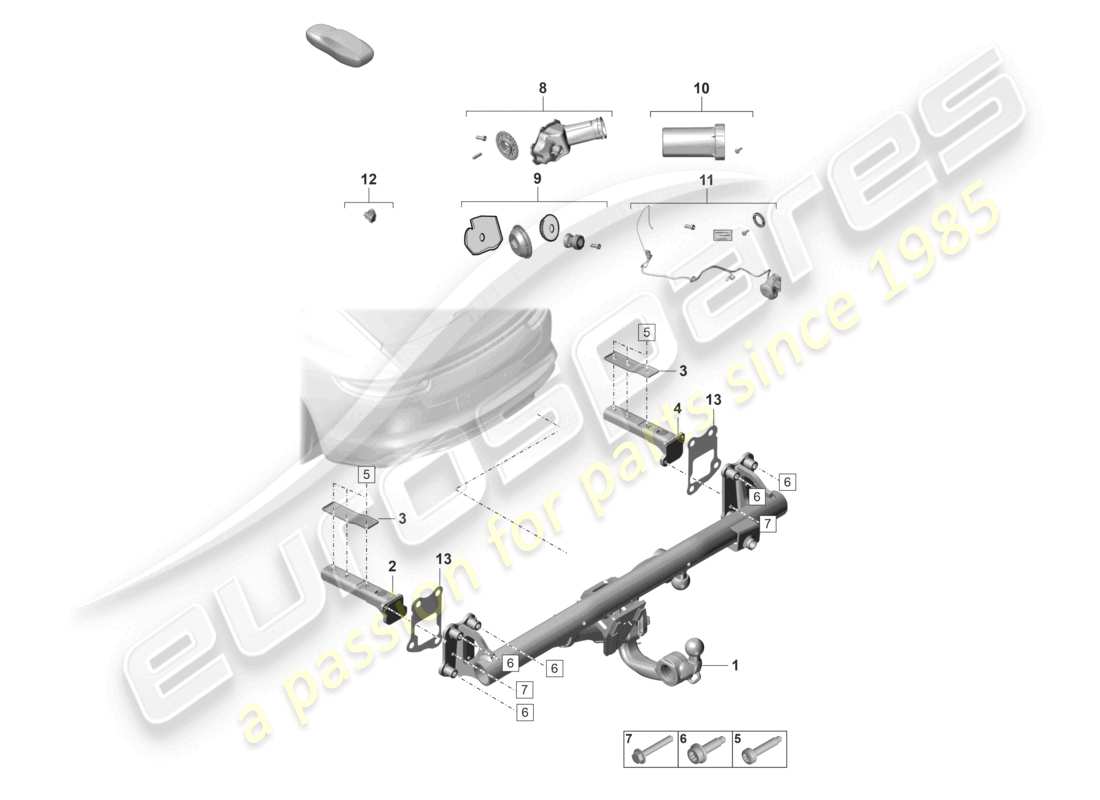 porsche 2023 (panamera 971-2) tow hitch parts diagram