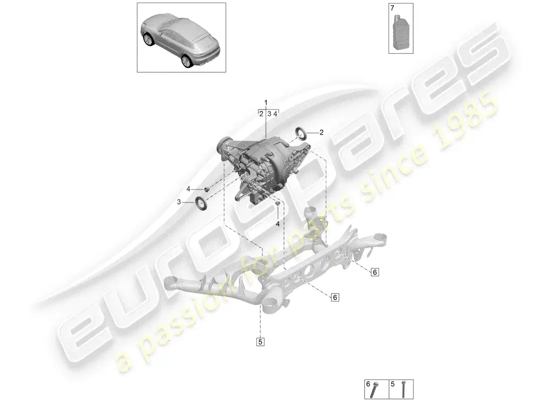 porsche 2020 (macan) rear axle differential parts diagram