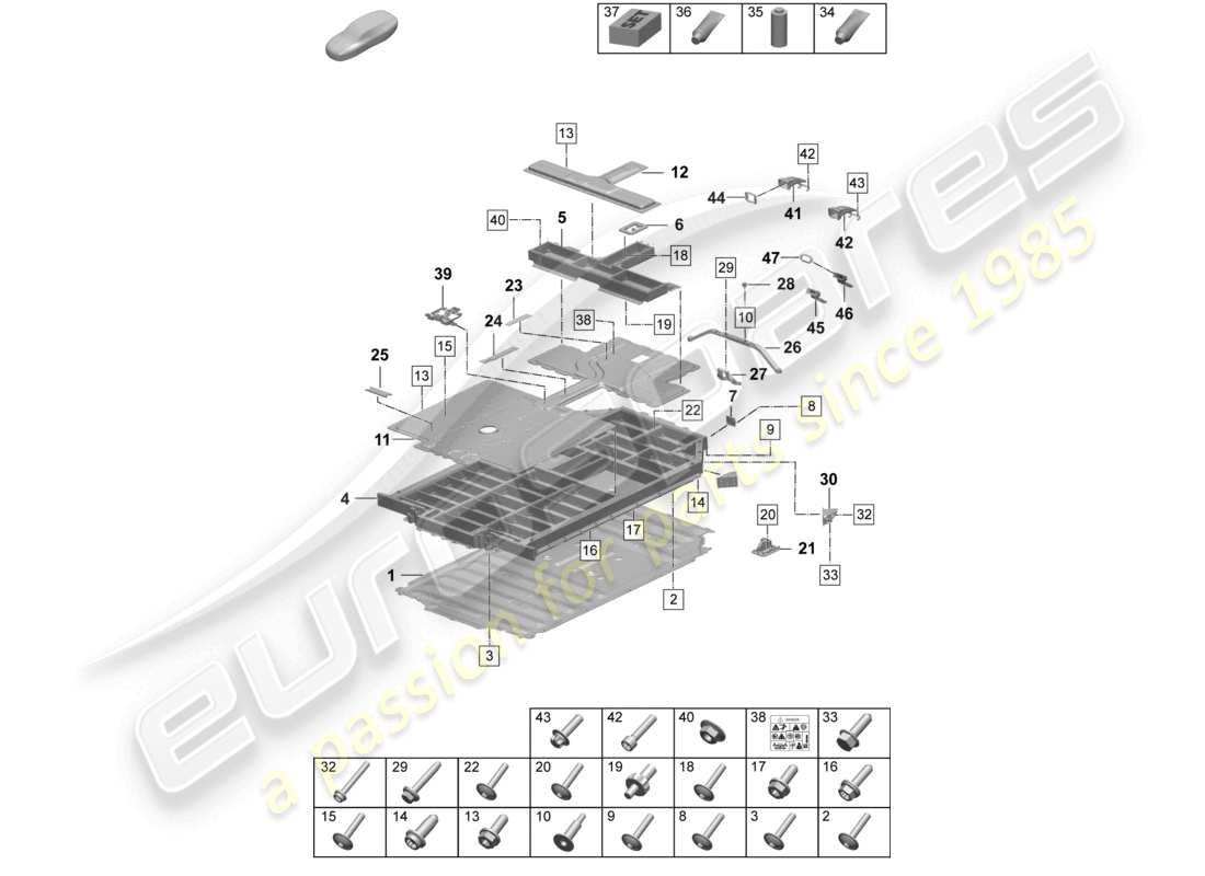 porsche 2025 (taycan 9j1-2) spare battery electric drive housing parts diagram